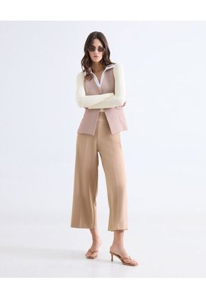 Chaleco Sastrero Con Escote En V  Para Mujer Beige Seven Seven