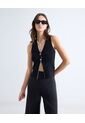 Top Tejido Escote En V Con Botones  Para Mujer Negro Seven Seven de Seven Seven