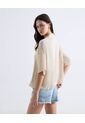 Blusa Fluida Texturizada  Para Mujer Crema Seven Seven de Seven Seven