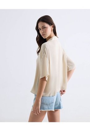 Blusa Fluida Texturizada  Para Mujer Crema Seven Seven