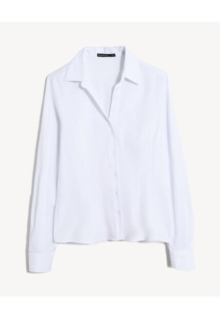 Blusa Camisera Con Pinzas  Para Mujer Marfil Seven Seven