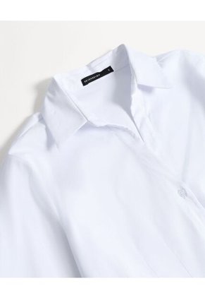 Blusa Camisera Con Pinzas  Para Mujer Marfil Seven Seven