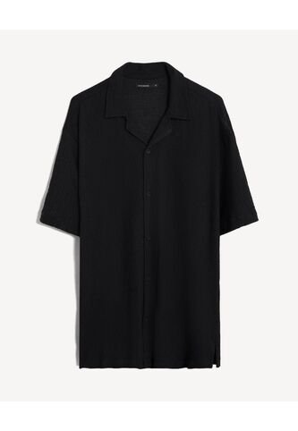 Camisa Resort Texturizada  Para Hombre Negro Seven Seven Seven Seven