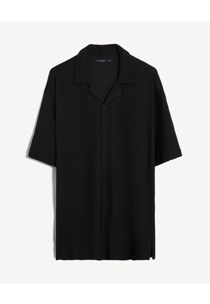 Camisa Resort Texturizada  Para Hombre Negro Seven Seven