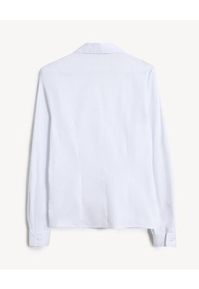 Blusa Camisera Con Pinzas  Para Mujer Marfil Seven Seven