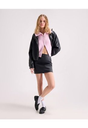 Saco Texturizado Con Zipper  Para Mujer Rosa Seven Seven