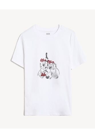 Camiseta Relaxed Estampada  Para Mujer Marfil Seven Seven Seven Seven