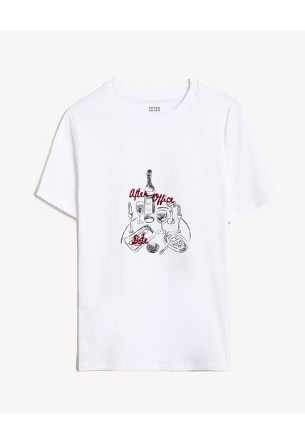 Camiseta Relaxed Estampada  Para Mujer Marfil Seven Seven