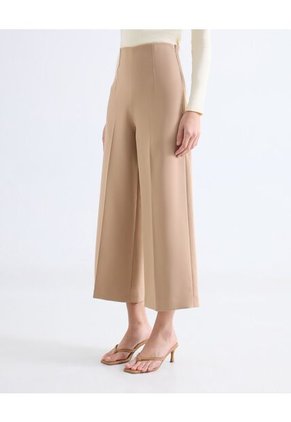 Pantalón Culotte Con Pinzas  Para Mujer Café Seven Seven
