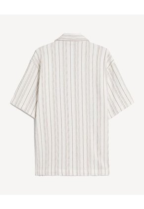 Camisa Oversize Texturizada  Para Hombre Beige Seven Seven