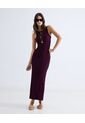 Vestido Largo Acanalado  Para Mujer Vino Seven Seven de Seven Seven