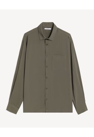 Camisa Relaxed Manga Larga  Para Hombre Verde Seven Seven Seven Seven
