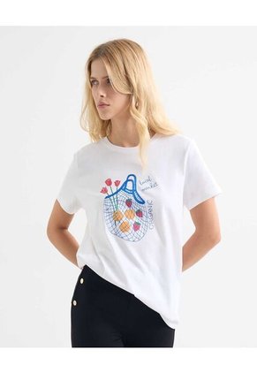 Camiseta Para Mujer Manga Corta Cuello Redondo Color Crudo Marca Seven Seven #28096206