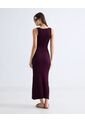 Vestido Largo Acanalado  Para Mujer Vino Seven Seven de Seven Seven