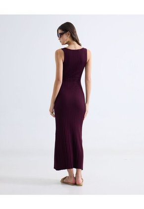 Vestido Largo Acanalado  Para Mujer Vino Seven Seven