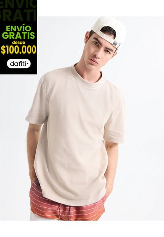 Camiseta Para Hombre Manga Corta Color Beige Marca Seven Seven #45092650 Seven Seven