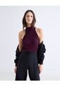 Top Tejido Cuello Alto Tank  Para Mujer Vino Seven Seven de Seven Seven