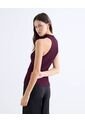 Top Tejido Cuello Alto Tank  Para Mujer Vino Seven Seven de Seven Seven