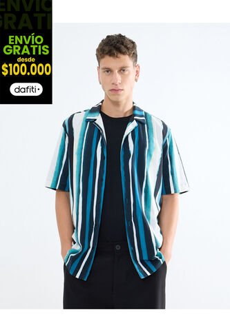 Camisa Para Hombre Manga Corta  Color Azul Oscuro Marca Seven Seven #45012082 Seven Seven