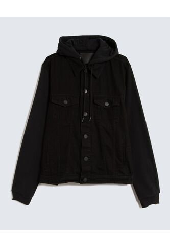Chaqueta Trucker Con Capota  Para Hombre Negro Seven Seven Seven Seven