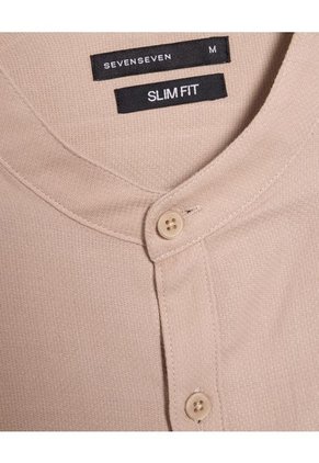 Camisa Para Hombre Manga Larga  Color Beige Marca Seven Seven #45012023