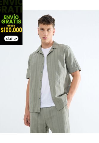 Camisa Para Hombre Manga Corta  Color Verde  Marca Seven Seven #45012075 Seven Seven