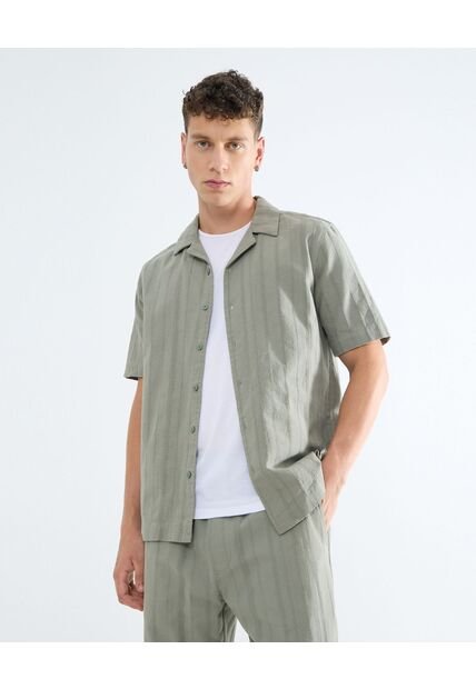 Camisa Resort Texturizada  Para Hombre Verde Seven Seven