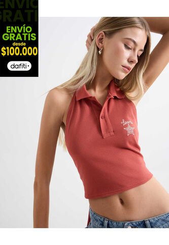 Camiseta Para Mujer Manga Sisa Color Terracota Marca Seven Seven #28096102 Seven Seven