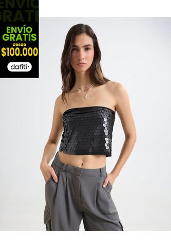 Blusa Para Mujer Manga Sisa Color Negro Marca Seven Seven #28124028 Seven Seven