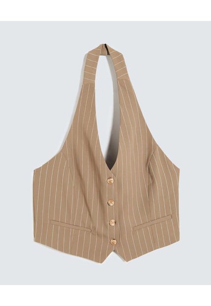 Chaleco Para Mujer Plano Color Taupe Marca Seven Seven #28250124