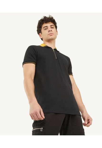 Polo Cuello Tejido Sin Bolsillo Hombre Seven Algodón Negro 45110701-10