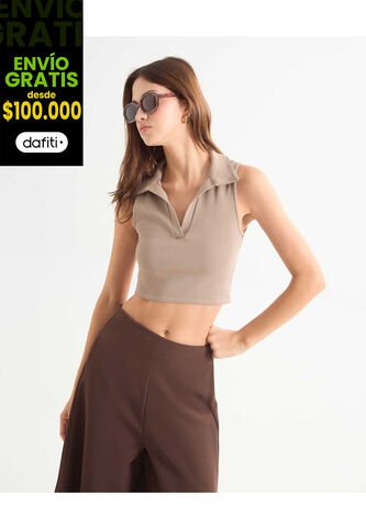 Camiseta Para Mujer Manga Sisa Color Cafe  Marca Seven Seven #28096150 Seven Seven