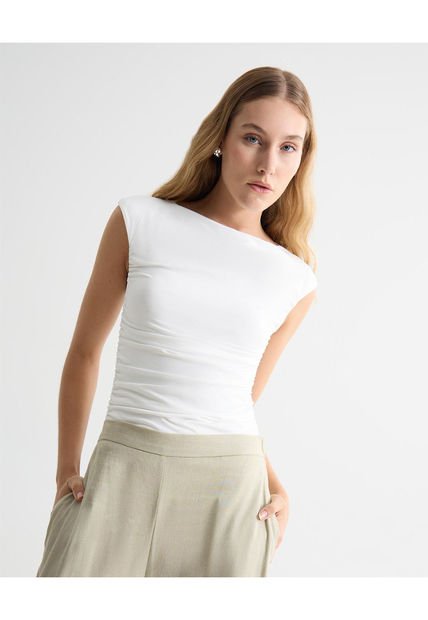 Camiseta Para Mujer Manga Corta Moda Color Crudo Marca Seven Seven #28096282