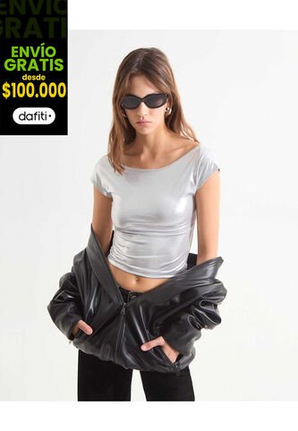 Camiseta Para Mujer Manga Corta Color Plata Marca Seven Seven #28096111 Seven Seven