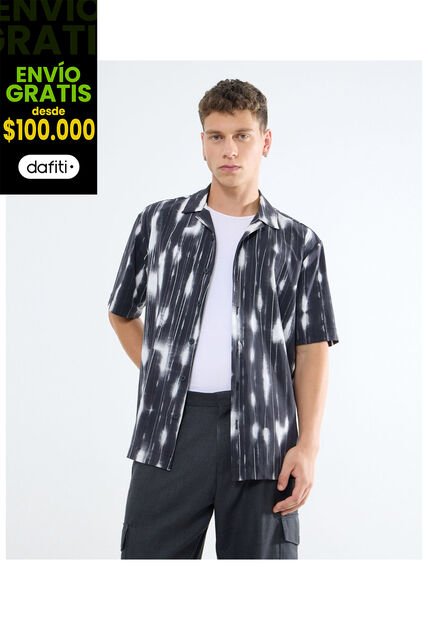 Camisa Para Hombre Manga Corta  Color Gris Oscuro Marca Seven Seven #45012079