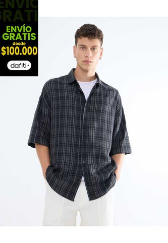 Camisa Para Hombre Manga Corta  Color Gris Oscuro Marca Seven Seven #45012086 Seven Seven