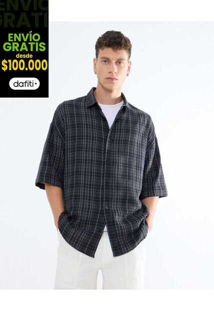 Camisa Para Hombre Manga Corta  Color Gris Oscuro Marca Seven Seven #45012086