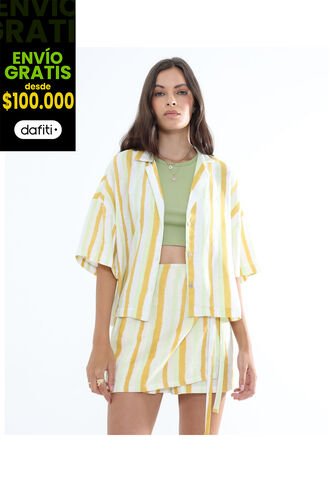 Blusa Para Mujer Manga Corta Color Verde Claro Marca Seven Seven #28124002 Seven Seven