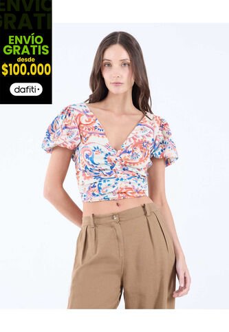 Blusa Para Mujer Manga Corta Color Terracota Marca Seven Seven #28123985 Seven Seven