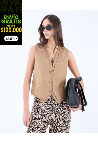 Chaleco Para Mujer  Color Camel Marca Seven Seven #28250119 Seven Seven