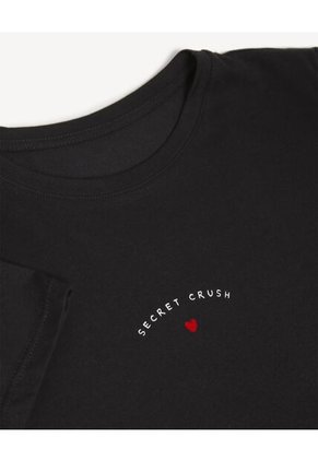 Camiseta Estampada "Secret Crush"  Para Mujer Negro Seven Seven