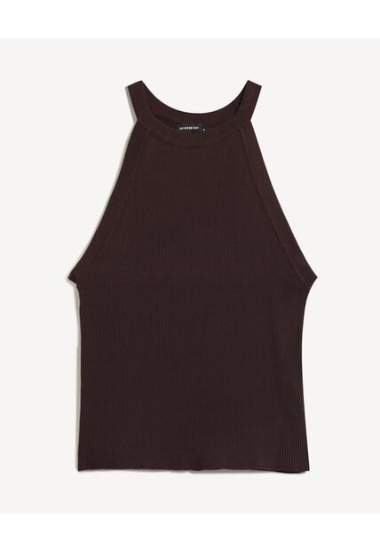 Camiseta Acanalada Cuello Halter  Para Mujer Negro Seven Seven