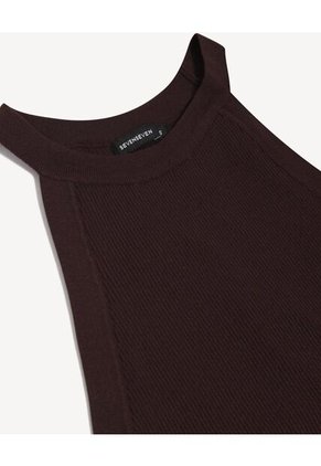 Camiseta Acanalada Cuello Halter  Para Mujer Negro Seven Seven