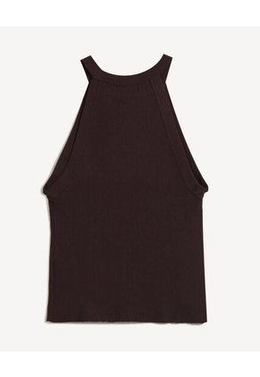 Camiseta Acanalada Cuello Halter  Para Mujer Negro Seven Seven