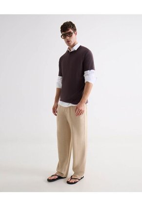 Camisa Regular Con Botonadura Frontal  Para Hombre Crudo Seven Seven