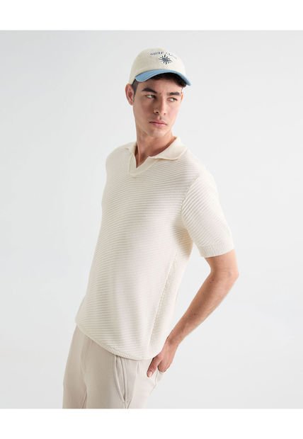 Polo Para Hombre Cuello Tejido Sin Bolsillo Color Crudo Marca Seven Seven #45110891