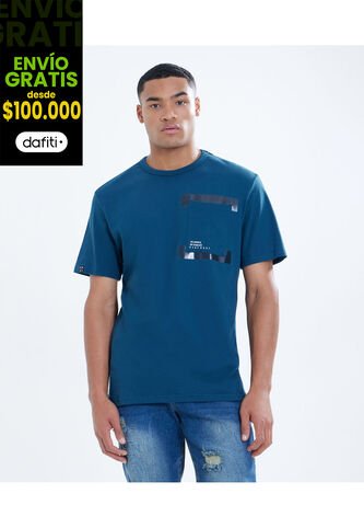 Camiseta Para Hombre Manga Corta Color Azul Oscuro Marca Seven Seven #45092429 Seven Seven