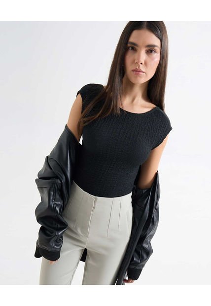 Camiseta Para Mujer Manga Corta Moda Color Negro Marca Seven Seven #28096233
