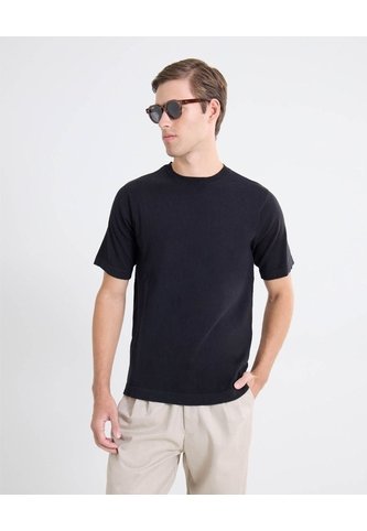 Camiseta Tejida De Relieve Sutil  Para Hombre Negro Seven Seven Seven Seven