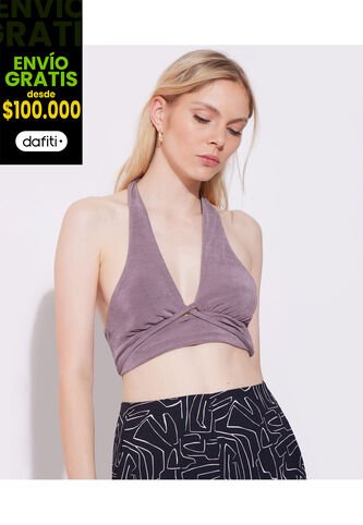 Camiseta Para Mujer Manga Sisa Color Taupe Marca Seven Seven #28095391 Seven Seven